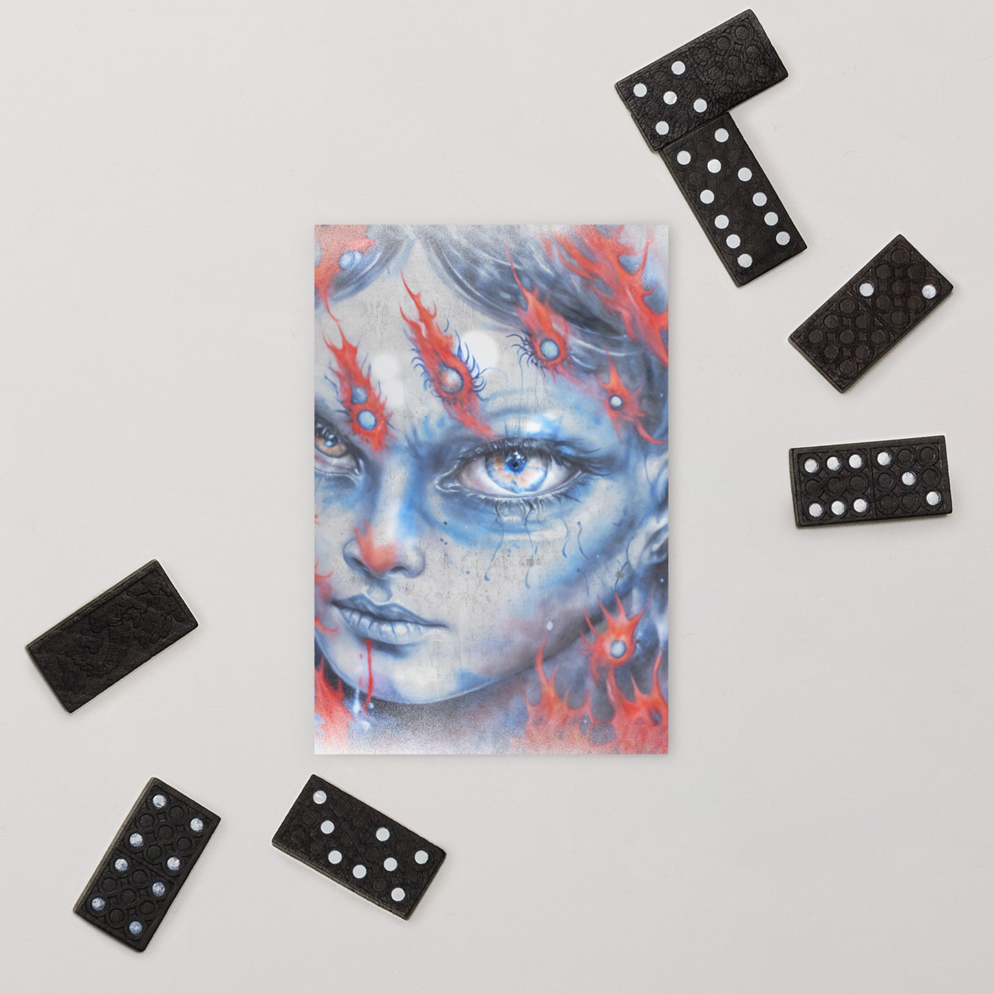 Blue flame kid postcard