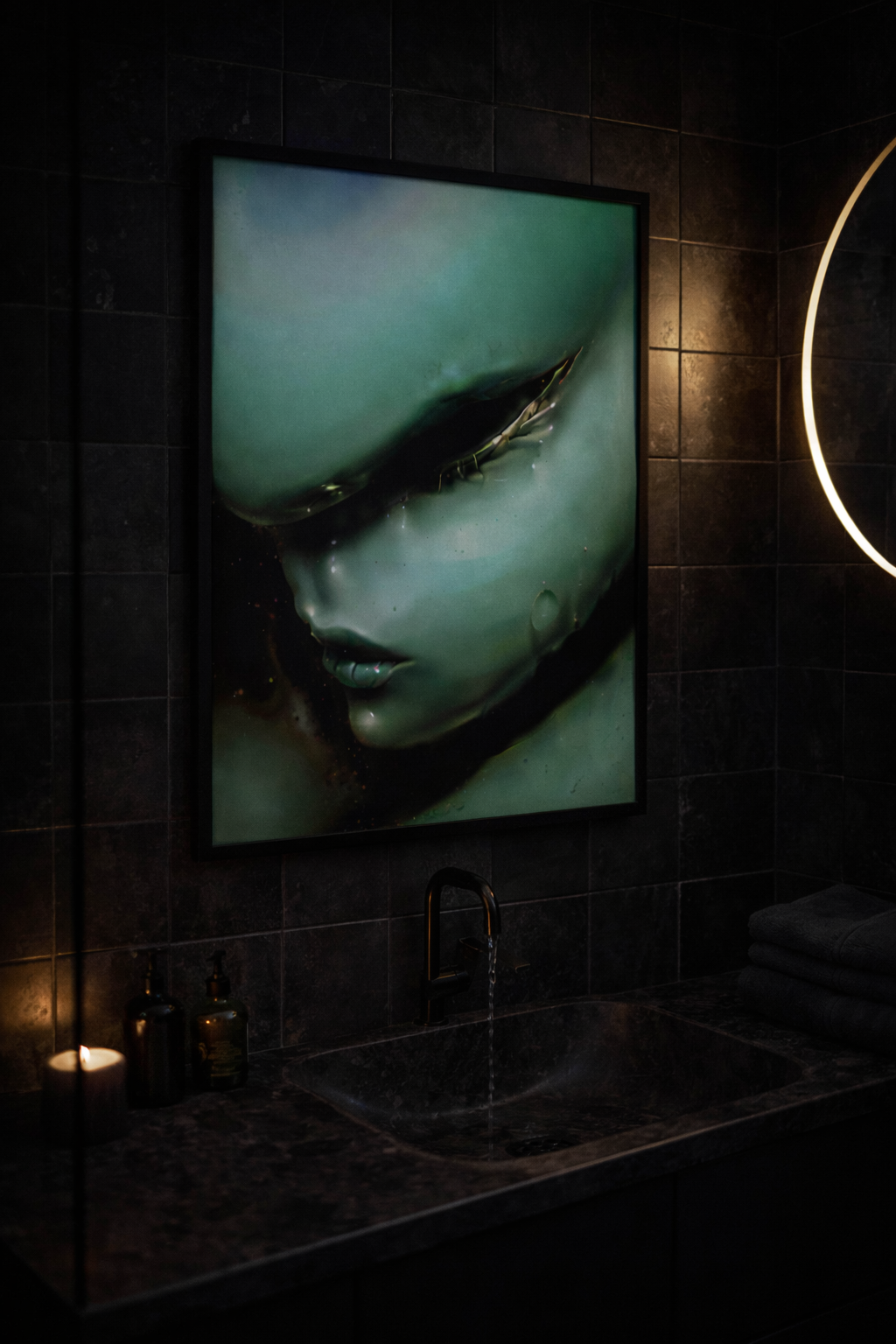 Cactus girl - (21 x 30 cm )  matte paper poster in black frame